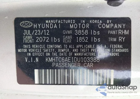 2013 Hyundai Veloster Turbo W/Blue из США, поврежденный, VIN KMHTC6AE1DU103388